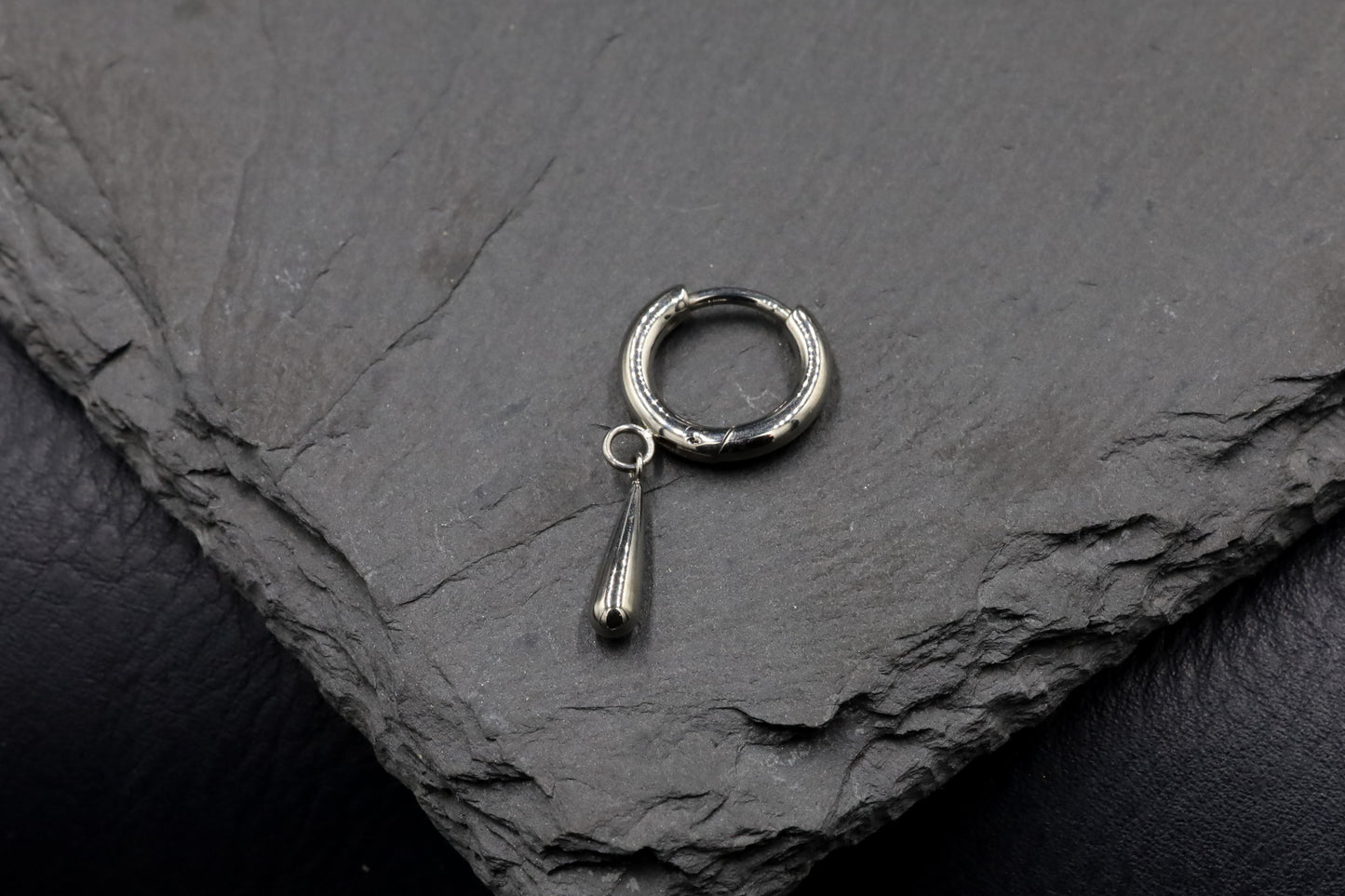 Raindrop Dangle Titanium Hoop Earring