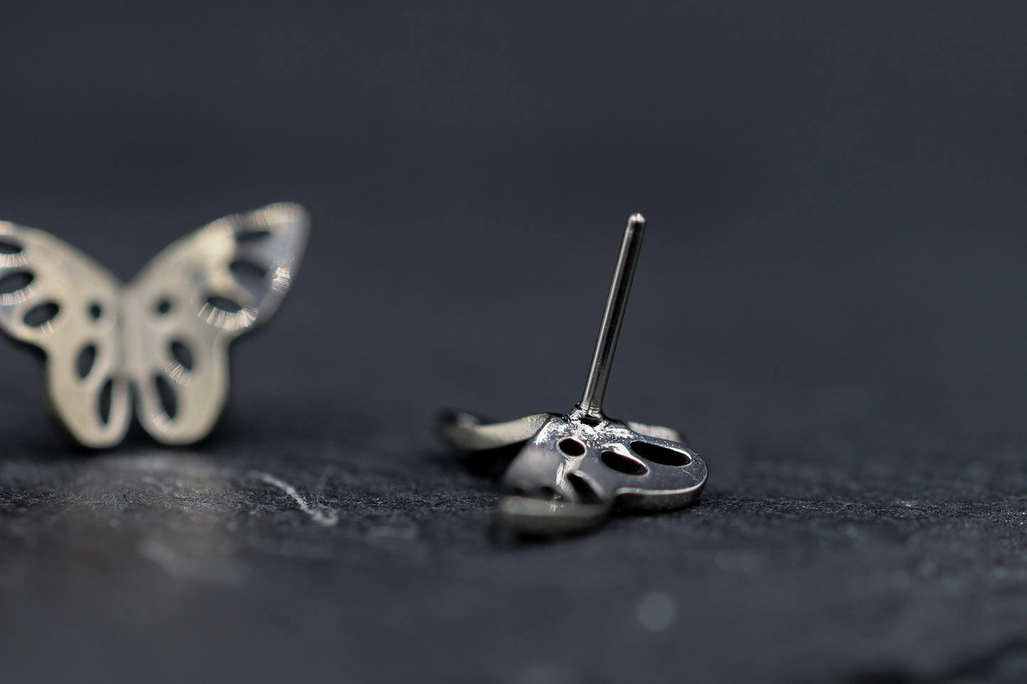 3D Titanium Butterfly Threadless Earring