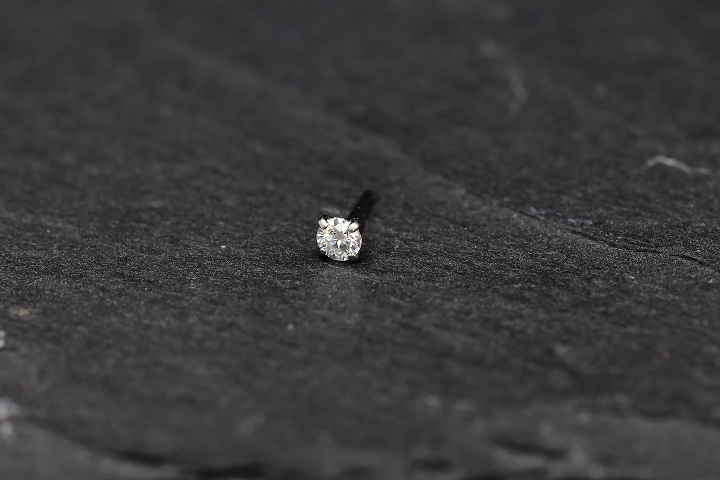 Round Prong-set Moissanite Titanium Threadless Earring