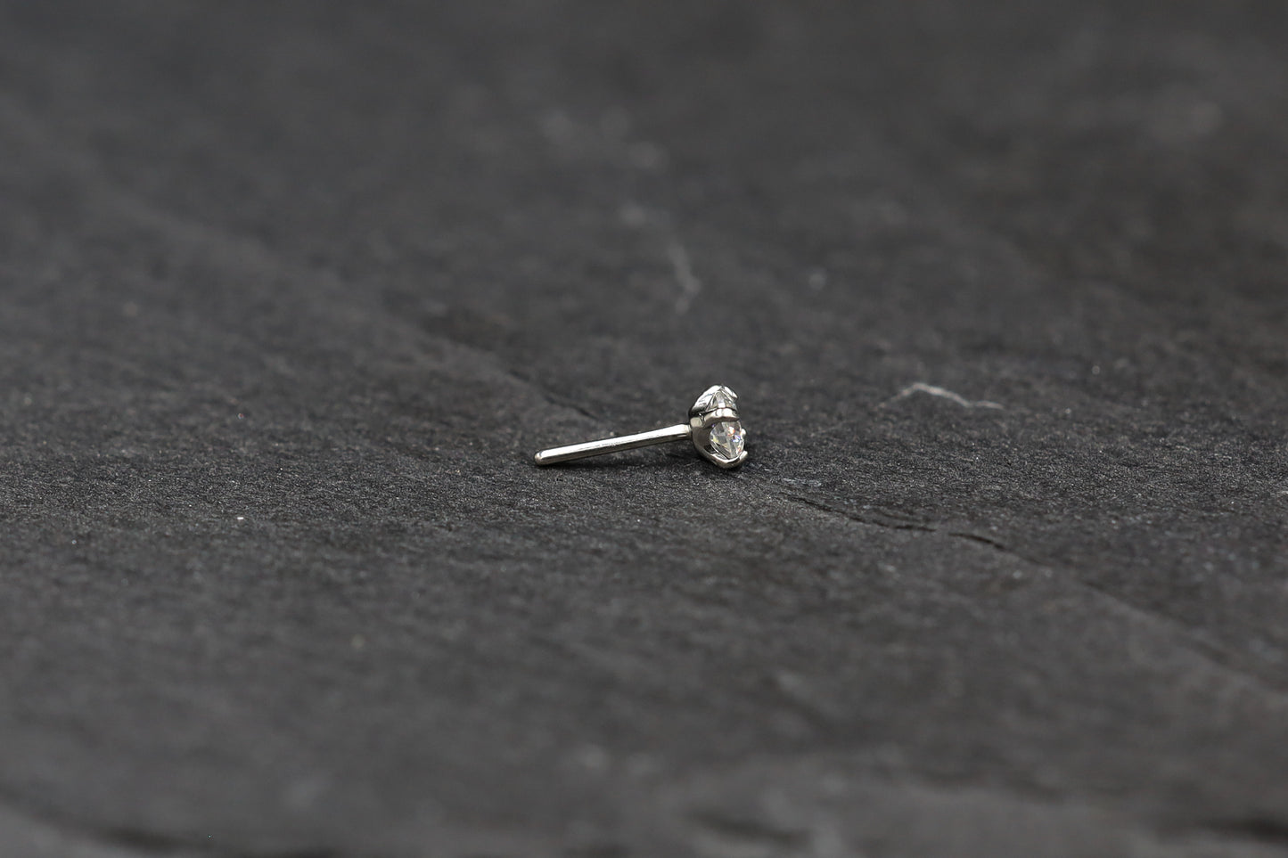 Round Prong-set Moissanite Titanium Threadless Earring