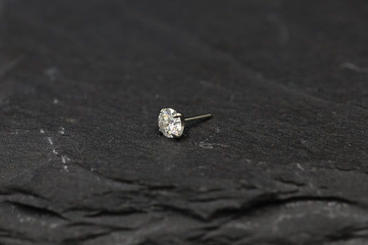 Round Prong-set Moissanite Titanium Threadless Earring