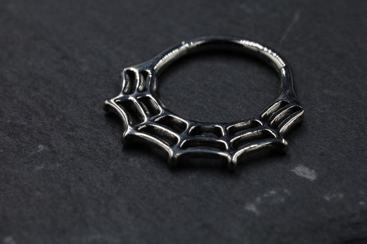 Titanium Spider Web Hoop Earring