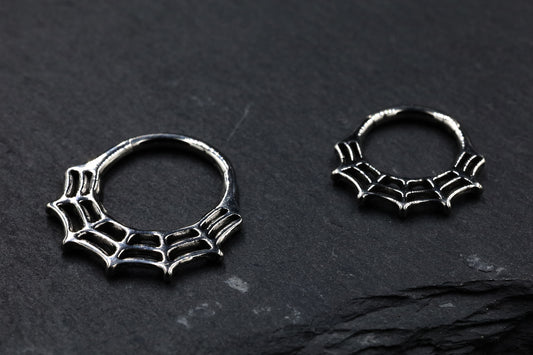 Titanium Spider Web Hoop Earring