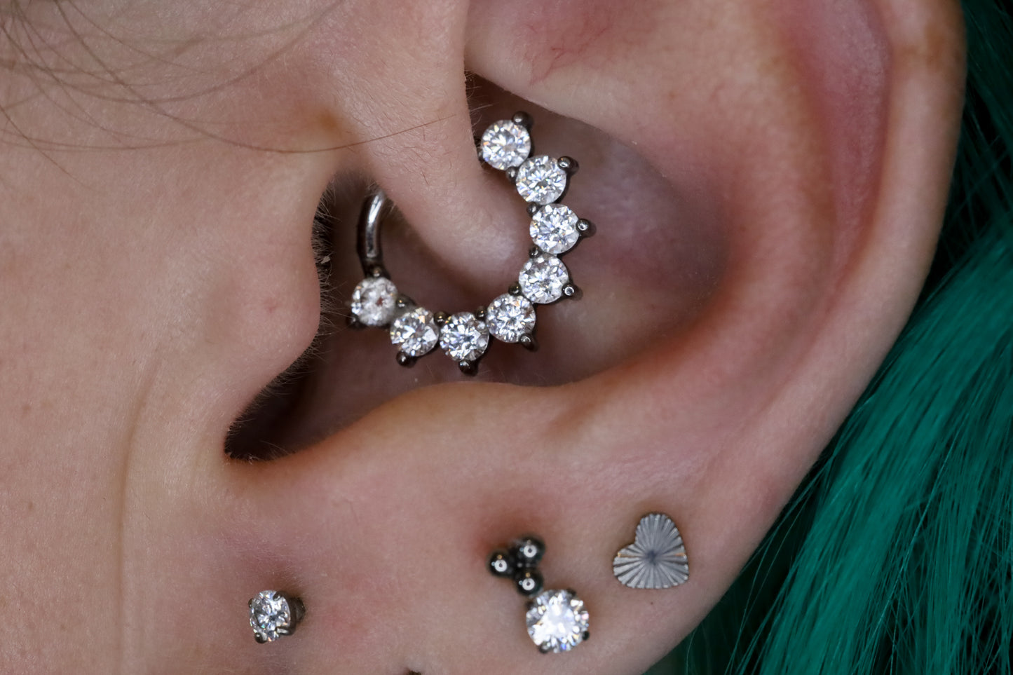 Moissanite Forward Facing Hoop
