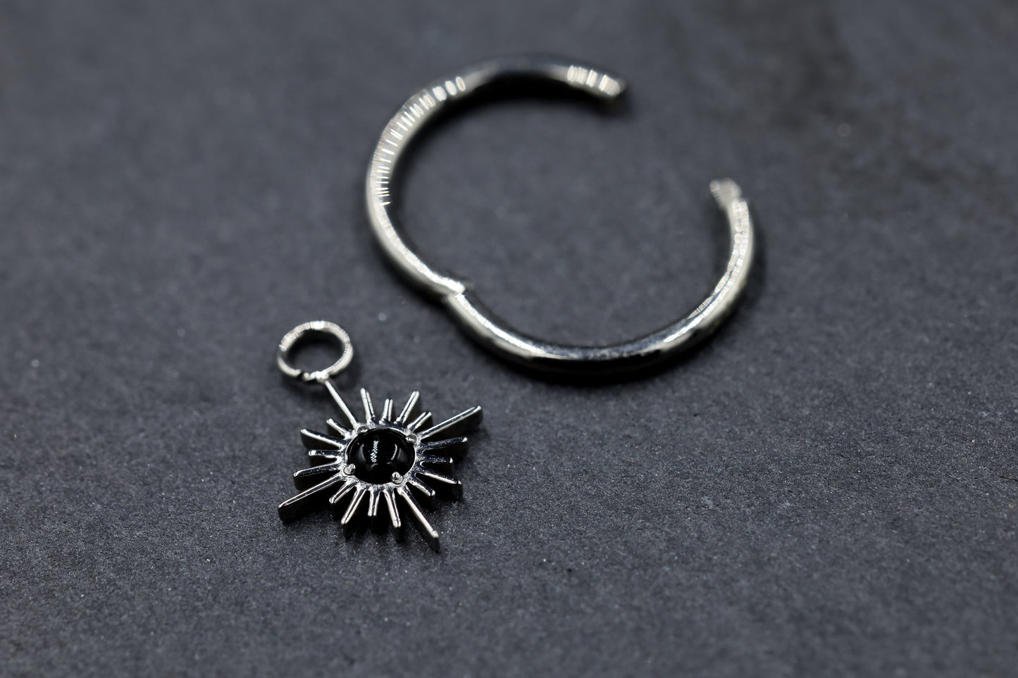 Black Onyx Titanium Sun Dangle Charm