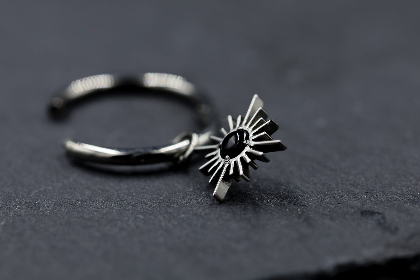 Black Onyx Titanium Sun Dangle Charm