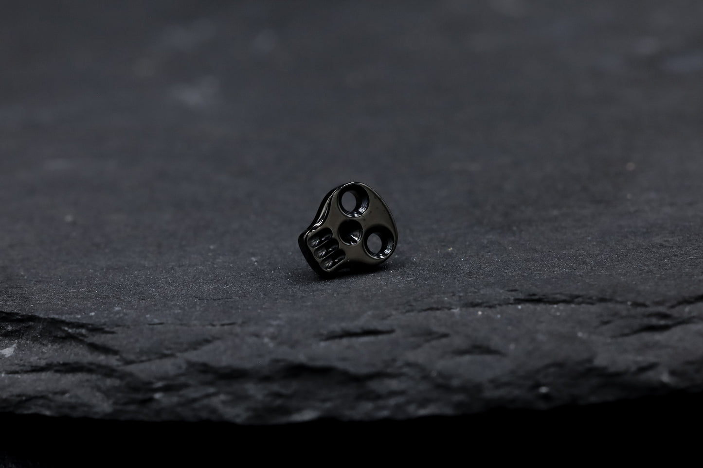 Black Skull Face Titanium Threadless Earring