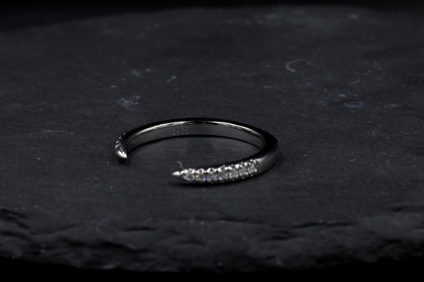 Sterling Silver Micro Moissanite Claw Ring