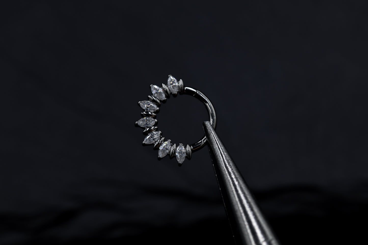 Marquise Moissanite Forward Facing Hoop