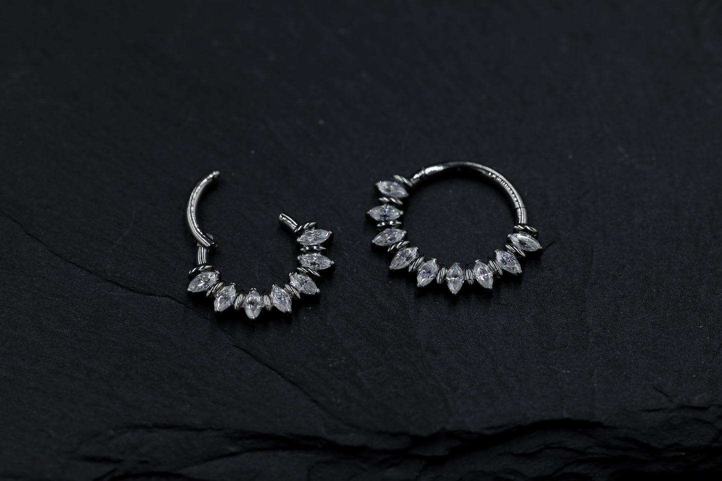 Marquise Moissanite Forward Facing Hoop