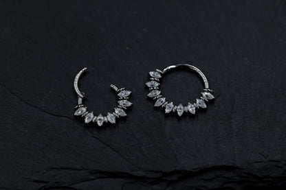 Marquise Moissanite Forward Facing Hoop