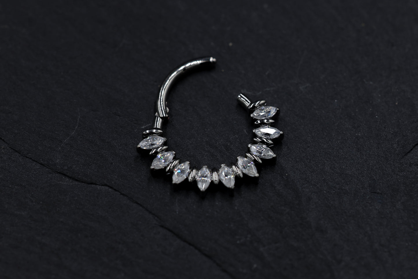 Marquise Moissanite Forward Facing Hoop