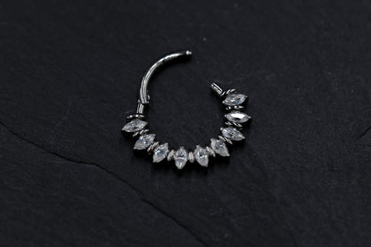 Marquise Moissanite Forward Facing Hoop