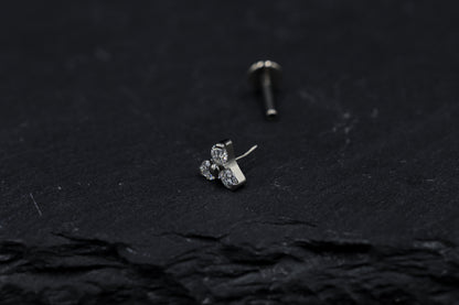 Tri-bead Moissanite Titanium Threadless Earring