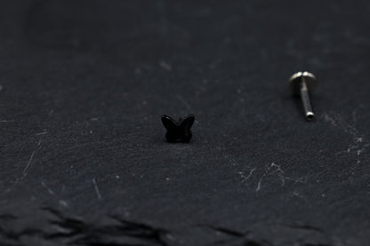 Little Black Butterfly Titanium Threadless Earring