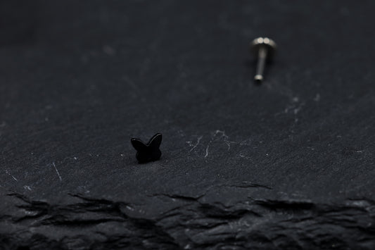 Little Black Butterfly Titanium Threadless Earring