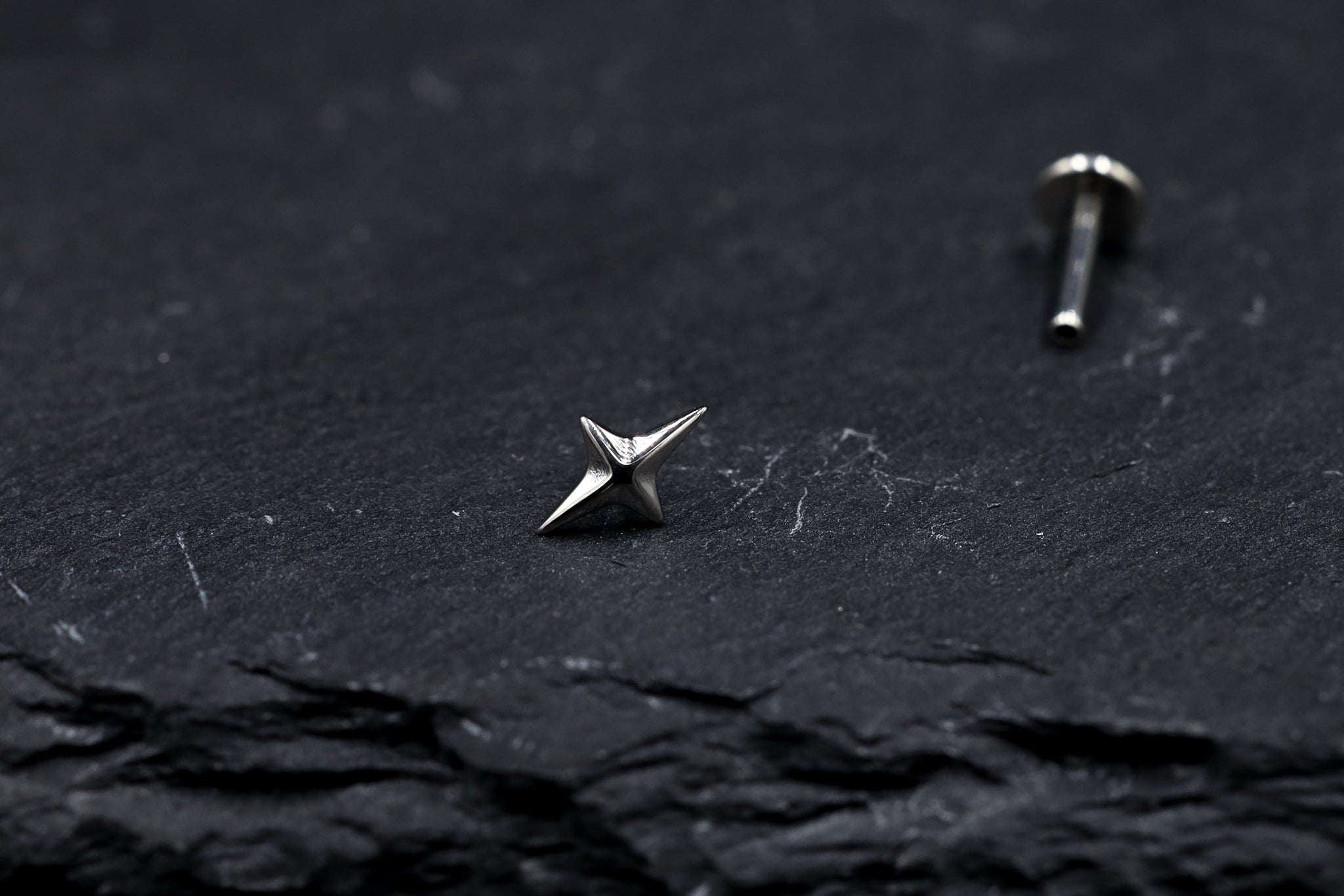 Four-Point Star Titanium Threadless Earring – Lux Punk