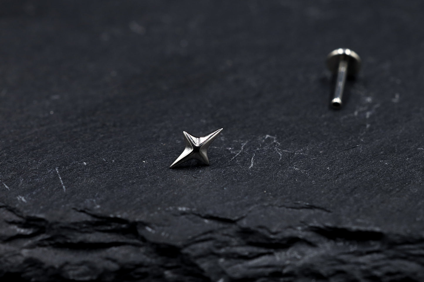 4-Point Star Titanium Threadless Earring