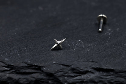4-Point Star Titanium Threadless Earring