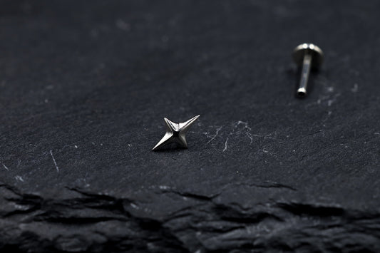 4-Point Star Titanium Threadless Earring
