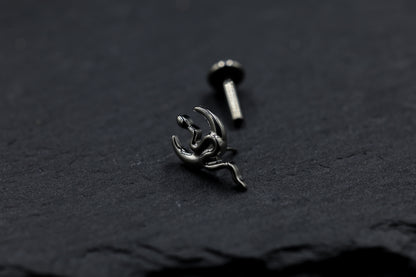 Titanium Snake Moon Threadless Earring