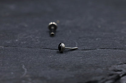 Black Onyx Titanium Threadless Earring
