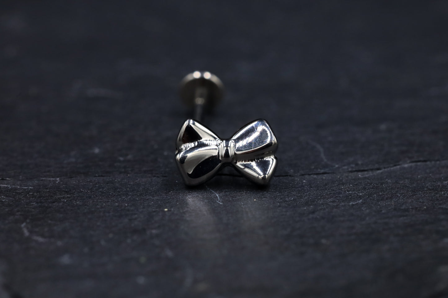 Bow Titanium Threadless Earring