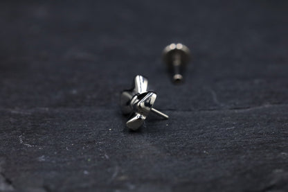 Bow Titanium Threadless Earring
