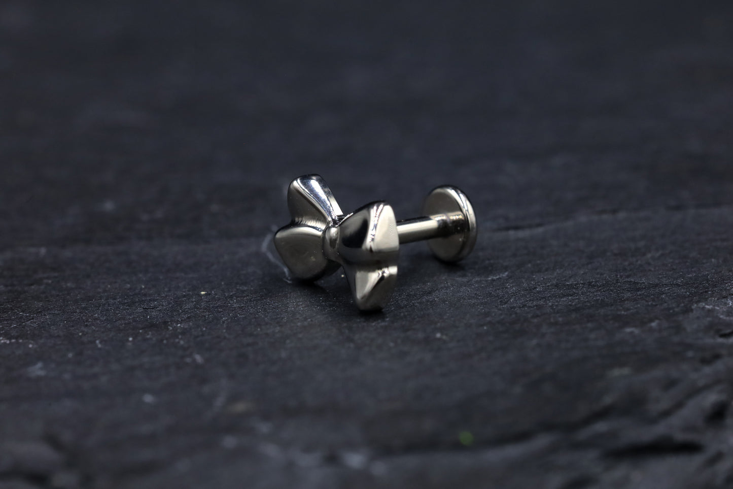 Bow Titanium Threadless Earring
