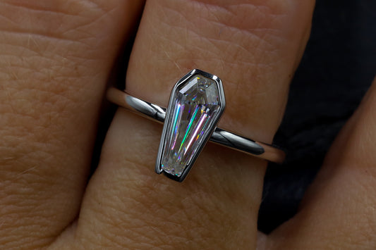 Coffin Moissanite Ring