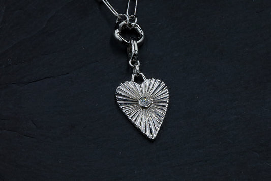Cut Heart and Chain Necklace with Lab Diamond