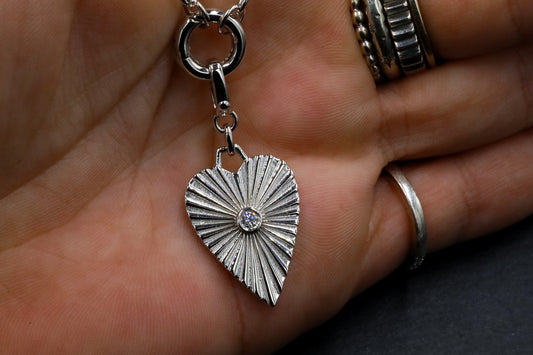 Cut Heart and Chain Necklace with Lab Diamond