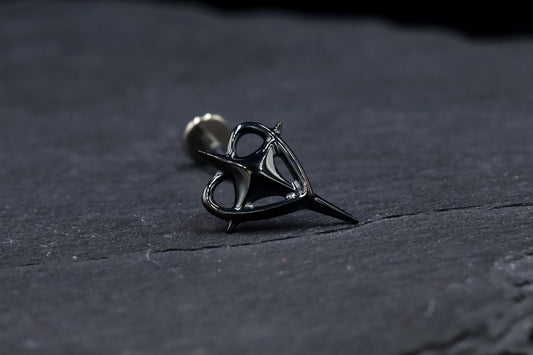 Large Black Heart-Star Titanium Threadless Earring