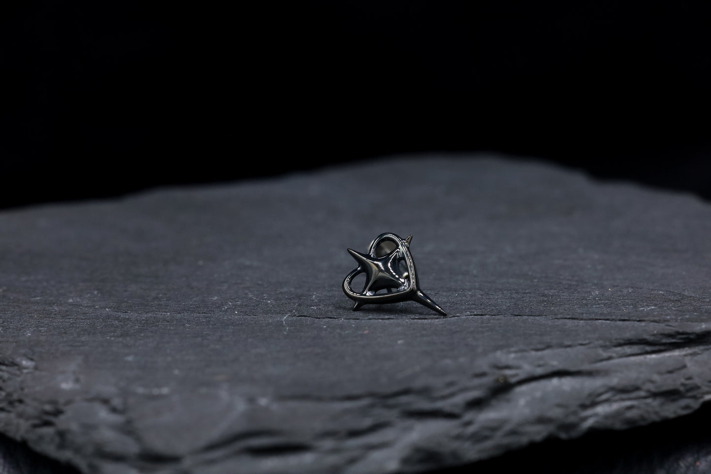 Large Black Heart-Star Titanium Threadless Earring