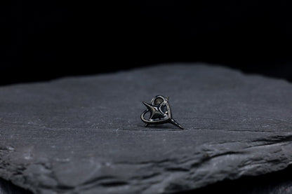Large Black Heart-Star Titanium Threadless Earring