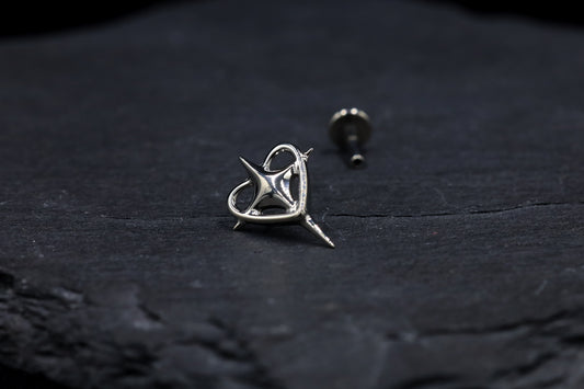 Large Titanium Heart-Star Threadless Earring