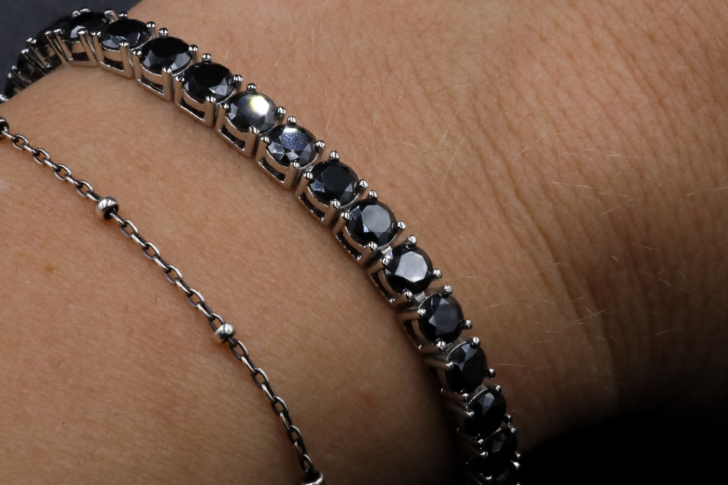 Black Moissanite Sterling Silver Bracelet
