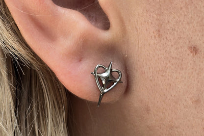 Large Titanium Heart-Star Threadless Earring