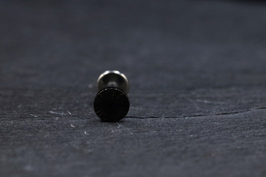 Black Cut Titanium Disc Threadless Earring