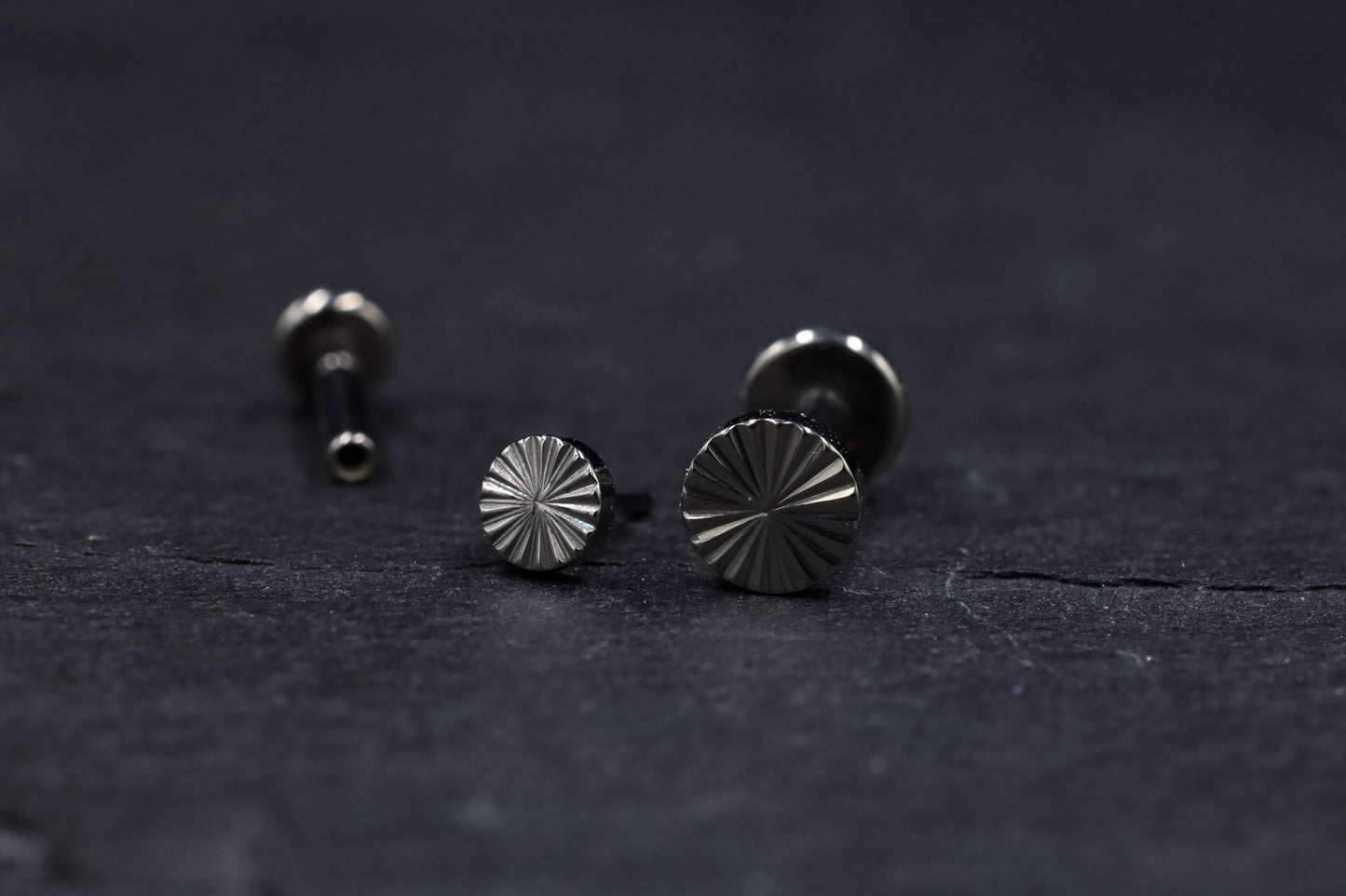 Cut Titanium Disc Threadless Earring