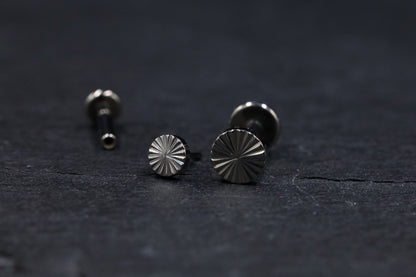 Cut Titanium Disc Threadless Earring