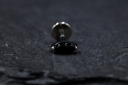 Black Onyx Marquise Titanium Threadless Earring