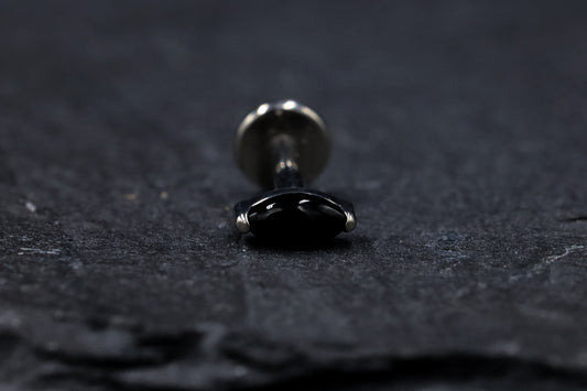 Black Onyx Marquise Titanium Threadless Earring