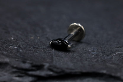 Black Onyx Marquise Titanium Threadless Earring