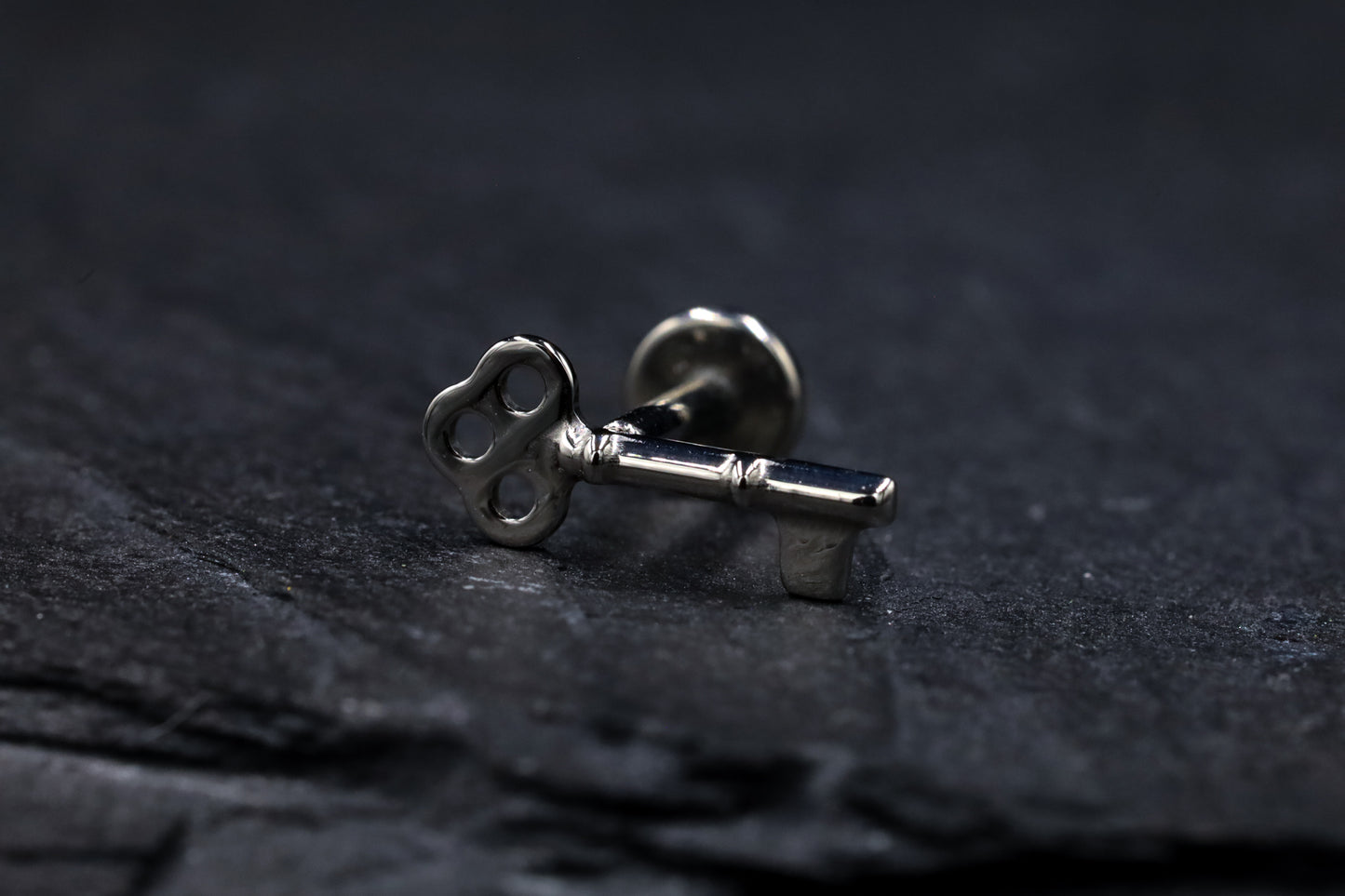 Antique Key Titanium Threadless Earring