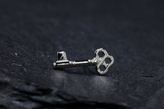 Antique Key Titanium Threadless Earring