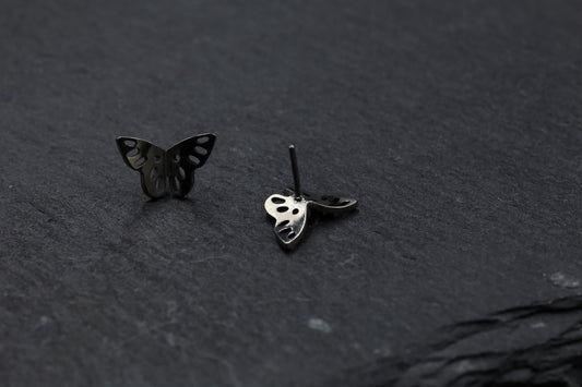 3D Black Butterfly Titanium Threadless Earring