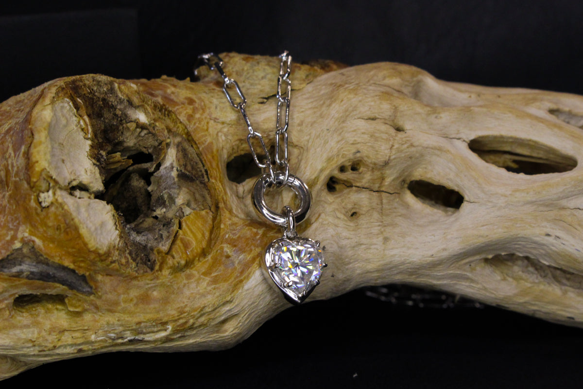 Moissanite Heart and Chain Necklace