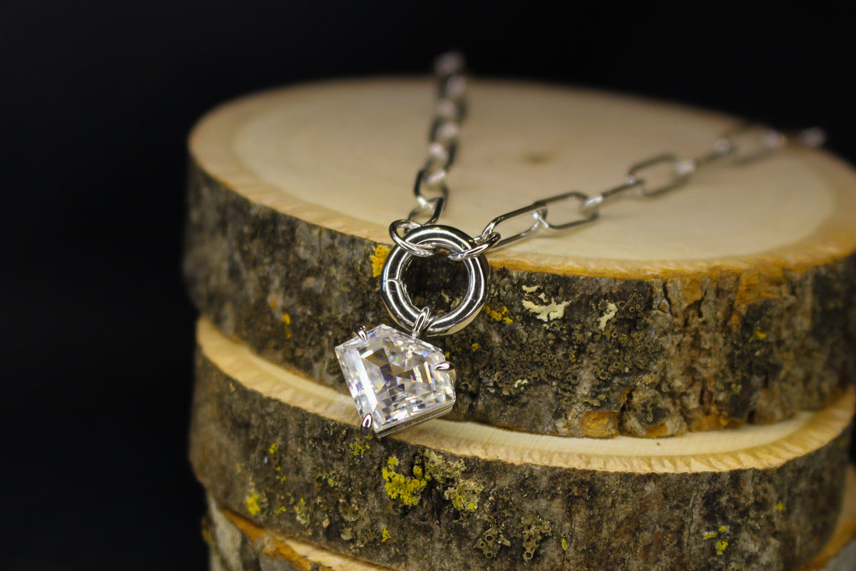 Moissanite Gem Shaped Chain Necklace