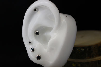 Medium Black Moissanite and White Gold Threadless Earring
